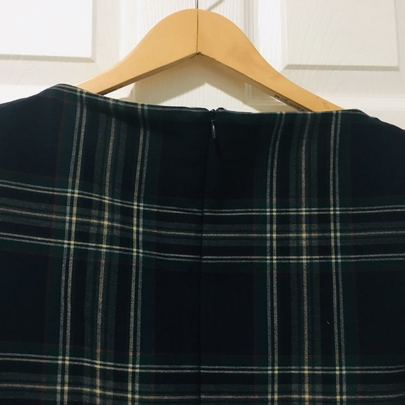 ZARA NWT S Navy Plaid Tartan Sheath Bodycon Dress - Picture 7 of 11